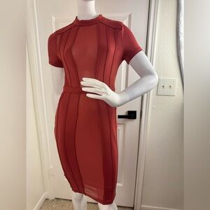 AKIRA CHICAGO Womens Sleeveless Bandage Bodycon Strap Stretchy Dress Red Size S.